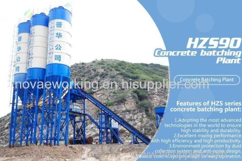 90M3/H Centralized Control Precast Wet And Dry Mix Concrete Batching plant