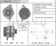 AUTO HYUNDAI ELANTRA ALTERNATOR MOTOR 12V 90A