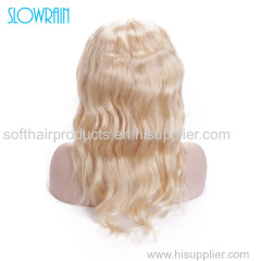 Blonde color 4X4Silk Base Full Lace Wig Virgin Brazilian Body Wave Glueless Silk Top Full Lace Wig Baby Hair White Women