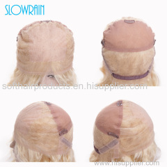 Blonde color 4X4Silk Base Full Lace Wig Virgin Brazilian Body Wave Glueless Silk Top Full Lace Wig Baby Hair White Women