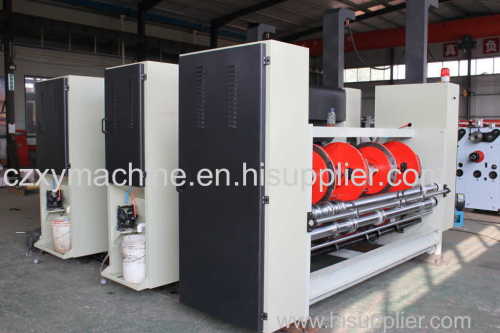 Automatic 2 color printing machine with slotter and rotary die cutter
