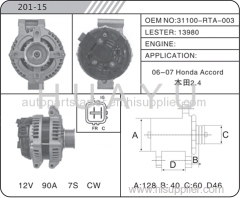 HONDA ACCORD ALTERNATOR MOTOR 12V