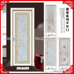 Interior Single Swing Frosted Glass Door for Bathroom or Balcony Waterproof Material