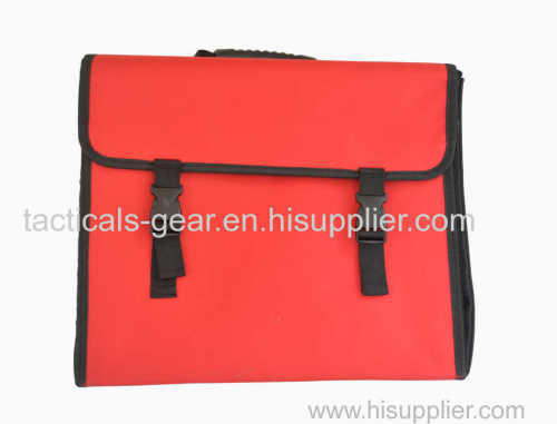 red fashion tool bag gatemouth tote with plastic buckles