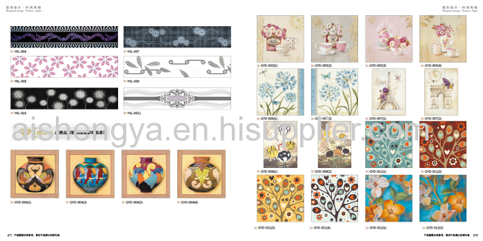 High-definition digital printing on HD paper stick on wood sheet as furniture panel or home decoration