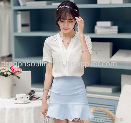 Slim casual short shirts blouses