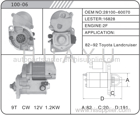 AUTO STARTER MOTOR FOR TOYOTA 2F 16828