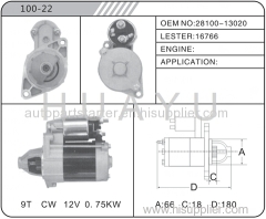 7K STARTER MOTOR FOR TOYOTA 16766