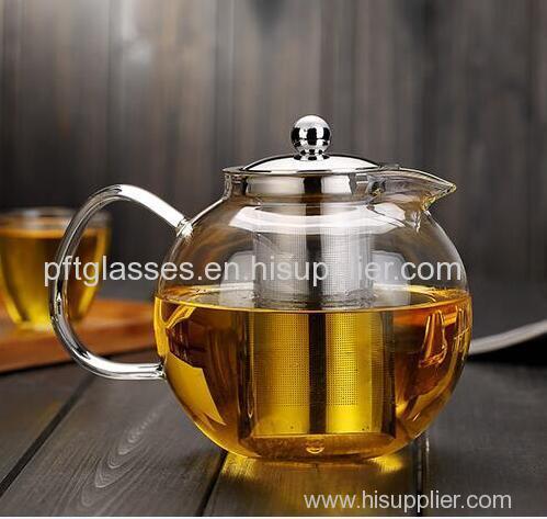 Wholesales hand blown single wall teapots with tea infuser