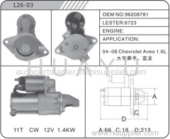 CHEVROLET AVEO STARTER MOTOR 6723 12V