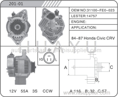 REBULIT HONDA CIVIC CRV ALTERANTOR MOTOR