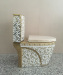 Luxury golden bathroom siphoinc flushing one piece toilet