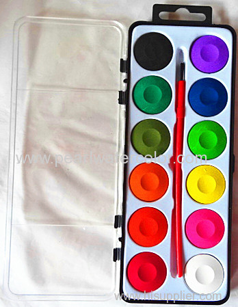 12 colors watercolor paint set with drawing brush