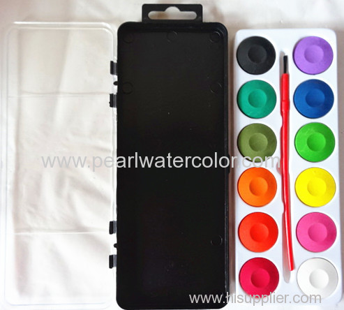 12 colors watercolor paint set with drawing brush