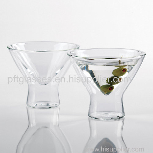 Exquisite double wall Glass for martini drinking (Different color according to clients' request)