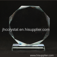 octangle logo engraved crystal glass award for souvenir