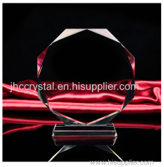 octangle logo engraved crystal glass award for souvenir