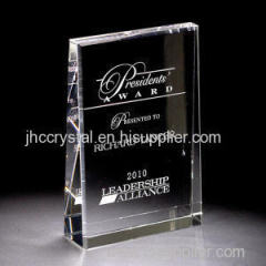 beveled high quality K9 crystal shiled crystal glass award medel