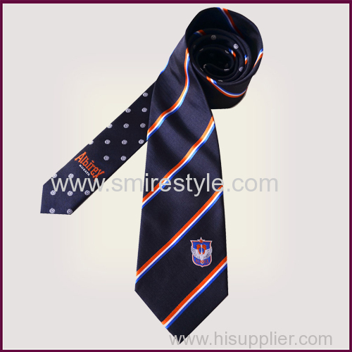 stripe pattern polyester necktie with logo