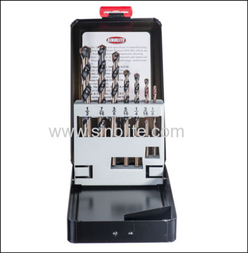 13pcs of Multi-Purpose Drill Bits 1/8  - 1/2  by 1/64  increments in metal box