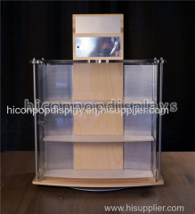 Double Sided Wood Acrylic Rotating Commercial Watch Display Showcase