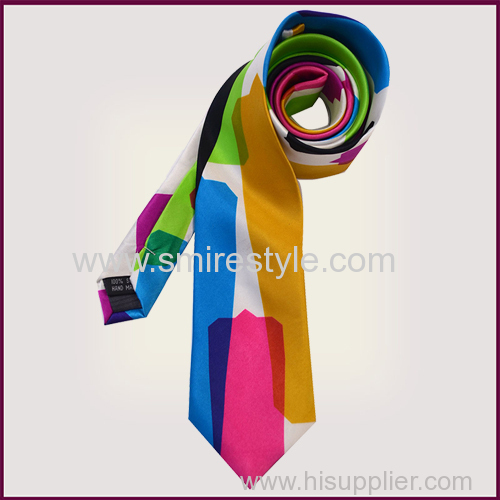 Bright-Coloured Degradation Color Digital Printed Custom Silk Necktie