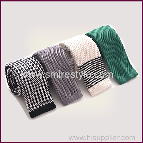 Wholesale Polyester Knitted Tie for Men Houndstooth Pattern