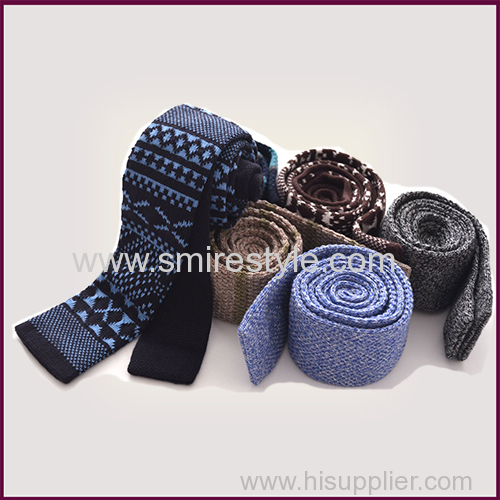 Acrylic and Cotton Mixed Fabric Knitted Tie Groom Wedding Suits