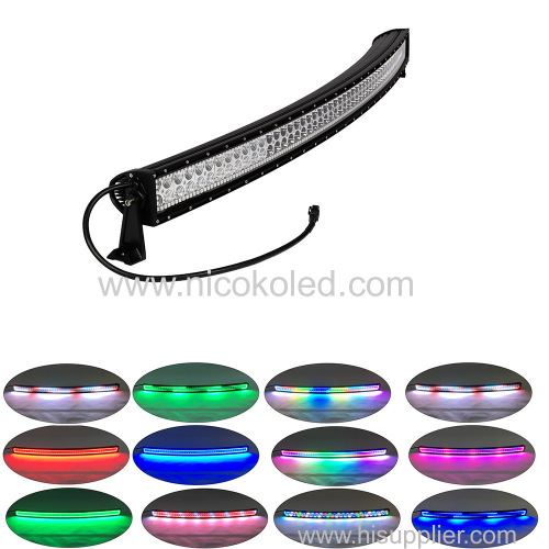 52" 300W Curved LED Light Bar chasing RGB Halo High Power Double Row