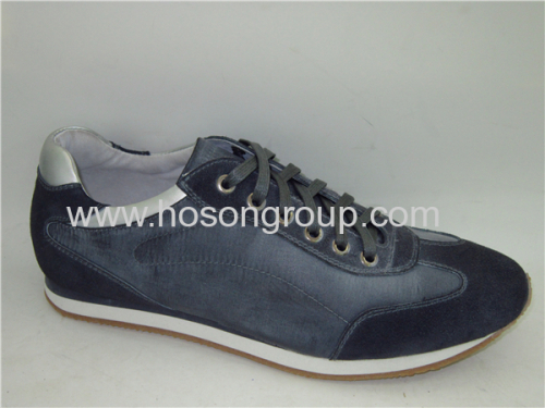 Navy blue round toe lace mens shoes