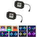 120W 22" Curved Led Truck&Tractor light bar +2x flushmount Pods with Chaser RGB halo