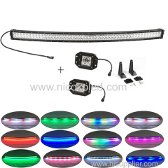 32" Curved OffRoad LED Light Bar chasing 180W +2x flushmount Pods Chasing halo