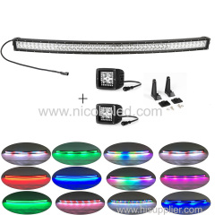 Curved 180W 32" Off-Road & Truck led Light Bar with chasing halo +2xPods Chaser RGB halo