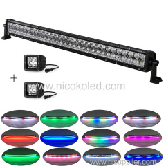 32" Straight Double Row LED Light Bar chasing 180w+ 2xPods 12w Chaser RGB halo