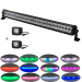 32" Straight Double Row LED Light Bar chasing 180w+ 2xPods 12w Chaser RGB halo