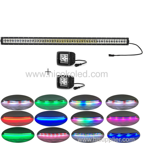 240w straight 42"Led Light Bar headlights chasing halo+2xPods Chaser RGB halo for cars