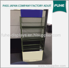 Free Standing Metal Wire Basket Display Stand