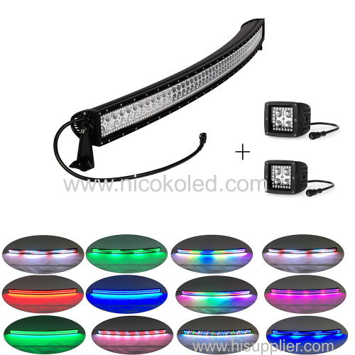 Curved 300w 52" led Off-Road & Truck light bar chasing halo+2xpods halo