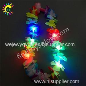 Rainbow Light Up Necklace LED Flower Hawaiian Leis For Party Supplies