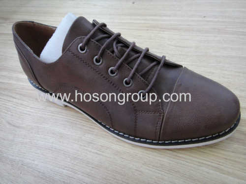 Brown leather mens office lace shoes