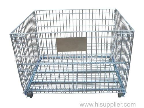 Foldable stackable heavy duty storage wire mesh container