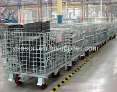Steel wire mesh cage with wheels stacking and foldable