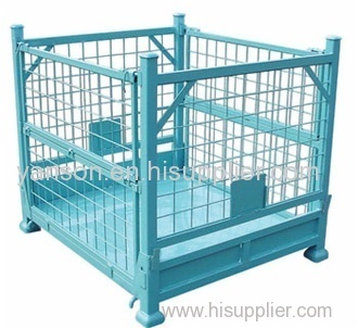 Steel stillage cage foldable stackable wire container