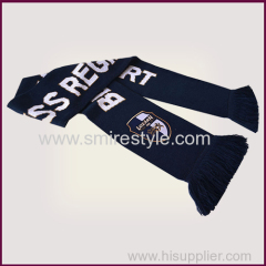 Blue Durable Universal Muffler Acrylic Woven Lable Football Scarf Custom