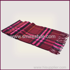 100% Cashmere Unisex Red Wine Colour Men Scarf Factory China