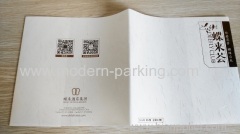 thin grid paper cover saddle stitched brochure printing