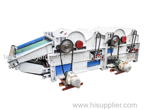 Double rollers textile waste opening machine