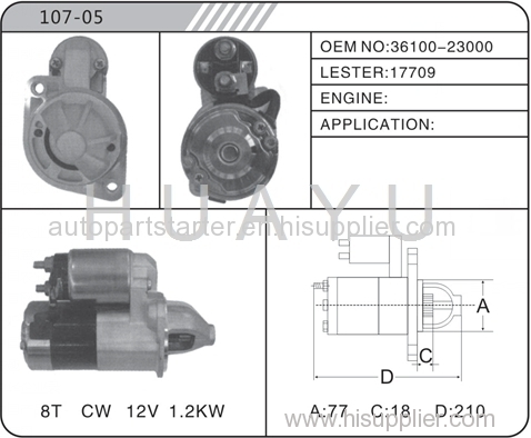 AUTO HYUDNAI STARTER MOTOR 17709