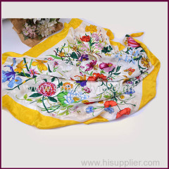 90cm Square Customized Design Printed Chiffon Georgette Scarf with Screen Printing