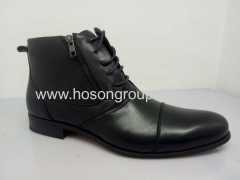 Zipper lace mens office ankle boots